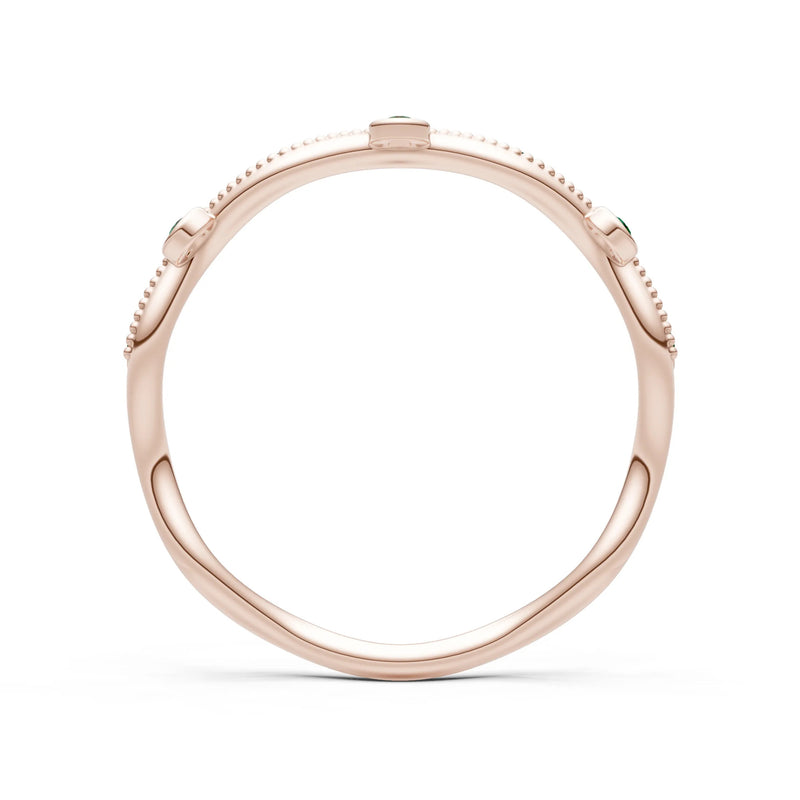 Emerald Dainty Round Cut Wave Bezel Station Band