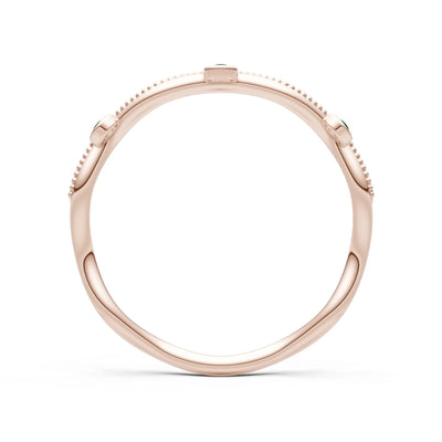 Round Gemstone Dainty Wave Bezel Station Band