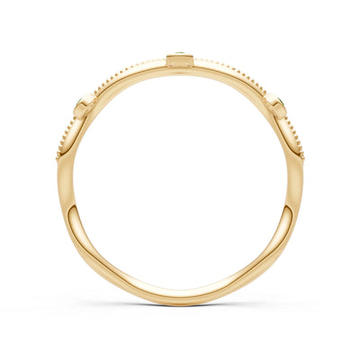 Round Gemstone Dainty Wave Bezel Station Band