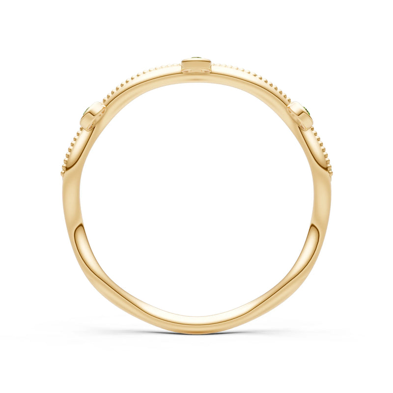 Round Gemstone Dainty Wave Bezel Station Band