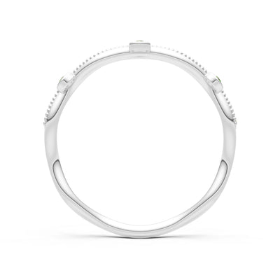 Round Gemstone Dainty Wave Bezel Station Band
