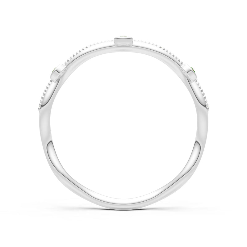 Round Gemstone Dainty Wave Bezel Station Band
