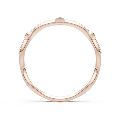 Round Gemstone Dainty Wave Bezel Station Band