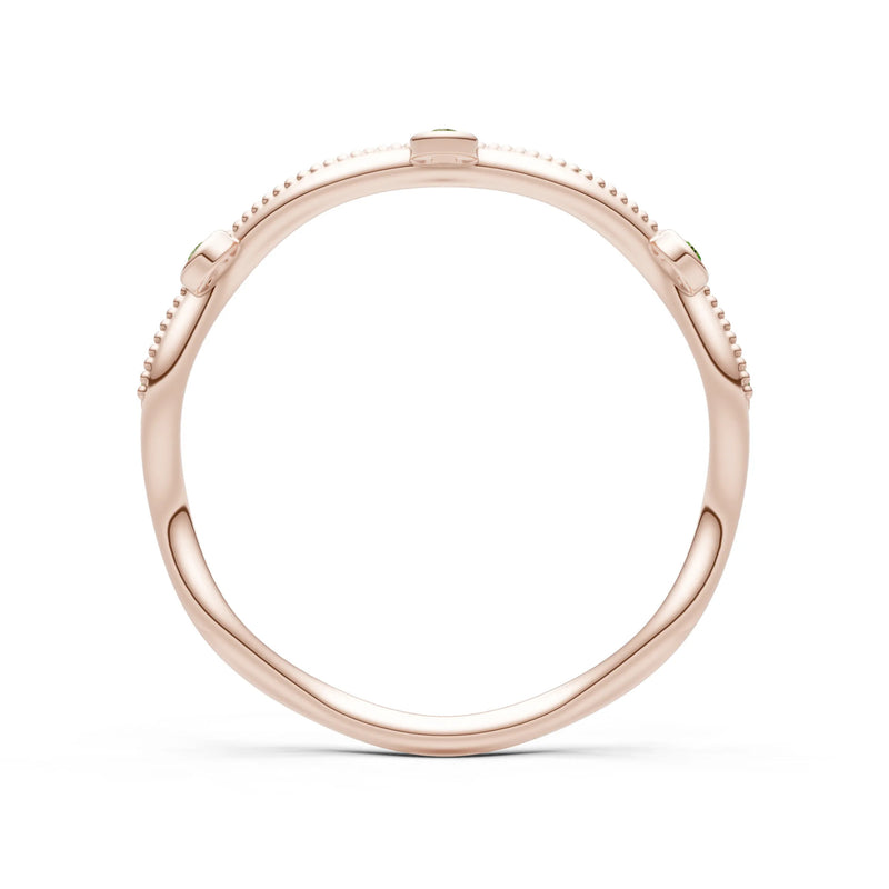 Round Gemstone Dainty Wave Bezel Station Band