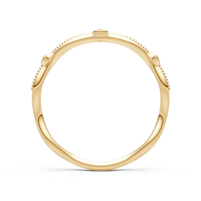 Round Gemstone Dainty Wave Bezel Station Band