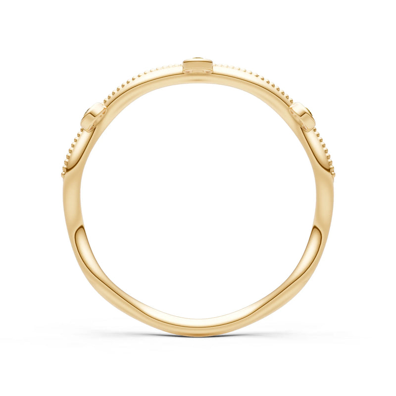 Round Gemstone Dainty Wave Bezel Station Band
