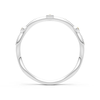 Round Gemstone Dainty Wave Bezel Station Band
