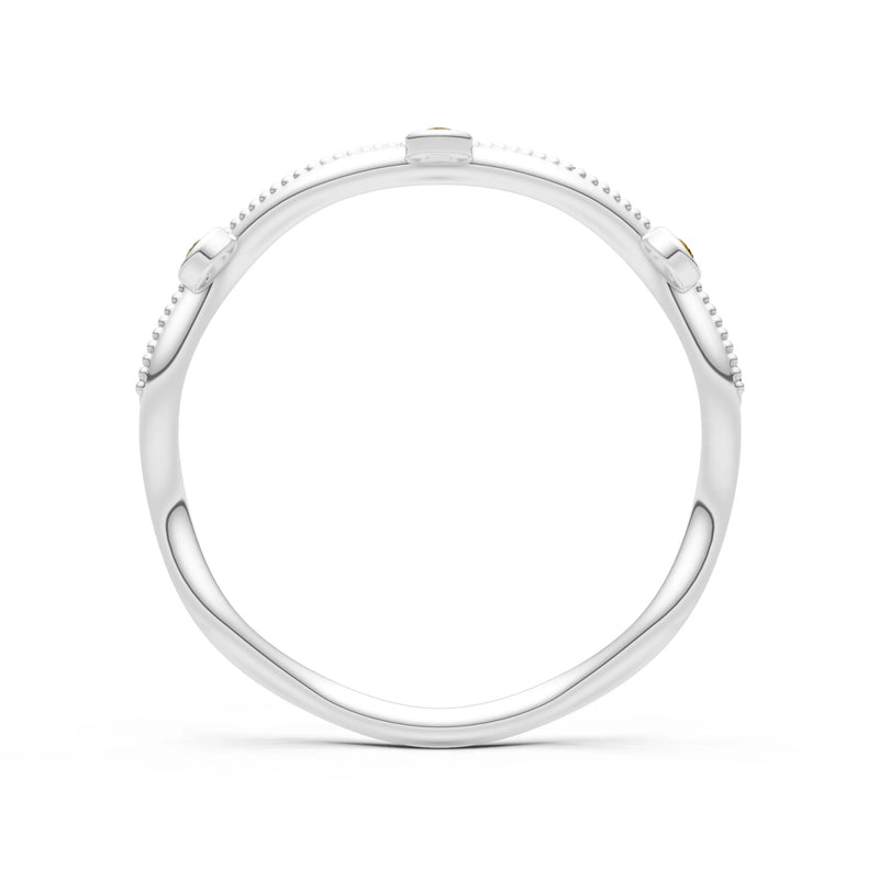 Round Gemstone Dainty Wave Bezel Station Band