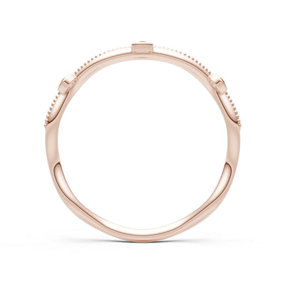 Round Gemstone Dainty Wave Bezel Station Band