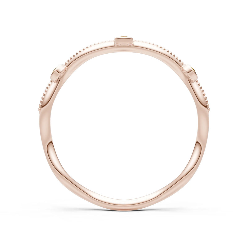 Round Gemstone Dainty Wave Bezel Station Band