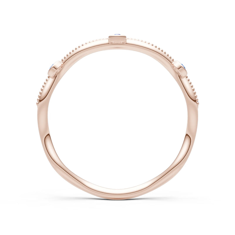 Round Gemstone Dainty Wave Bezel Station Band