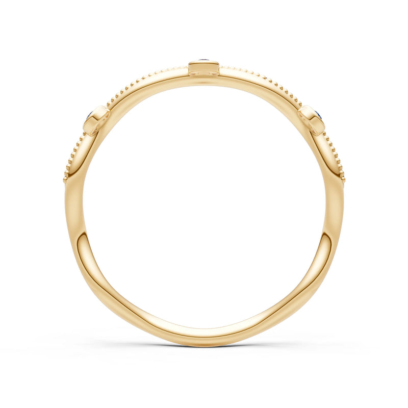 Round Gemstone Dainty Wave Bezel Station Band