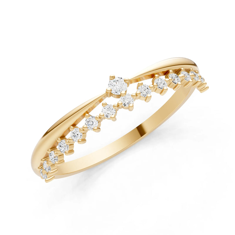 Dainty Tiara Peak Pavé Round Gemstone  Half Band