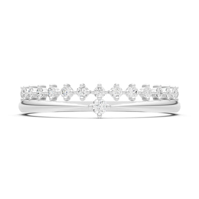 Dainty Tiara Peak Pavé Round Gemstone  Half Band