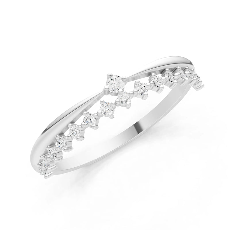 Dainty Tiara Peak Pavé Round Gemstone  Half Band