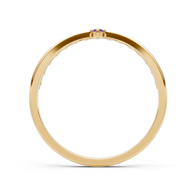 Dainty Tiara Peak Pavé Round Gemstone  Half Band
