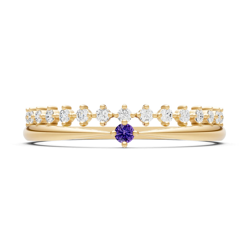 Amethyst Dainty Tiara Peak Pavé Round Cut Half Band