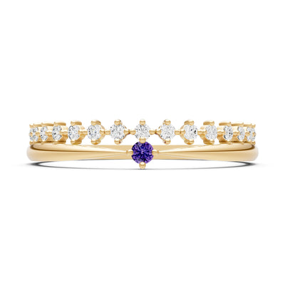 Dainty Tiara Peak Pavé Round Gemstone  Half Band