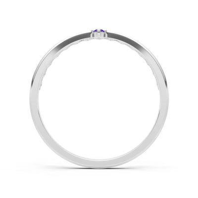 Dainty Tiara Peak Pavé Round Gemstone  Half Band