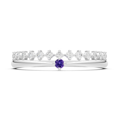 Dainty Tiara Peak Pavé Round Gemstone  Half Band