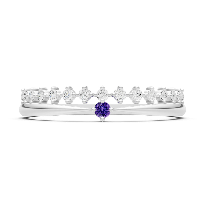 Dainty Tiara Peak Pavé Round Gemstone  Half Band