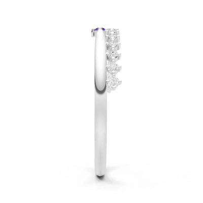 Dainty Tiara Peak Pavé Round Gemstone  Half Band