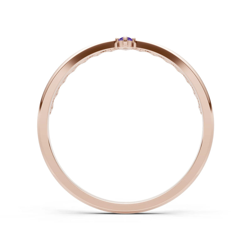 Dainty Tiara Peak Pavé Round Gemstone  Half Band