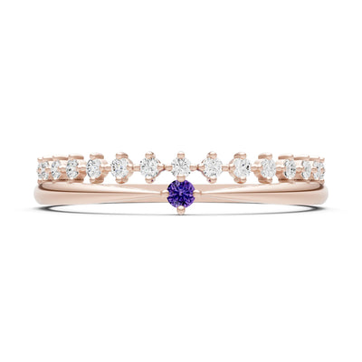 Dainty Tiara Peak Pavé Round Gemstone  Half Band