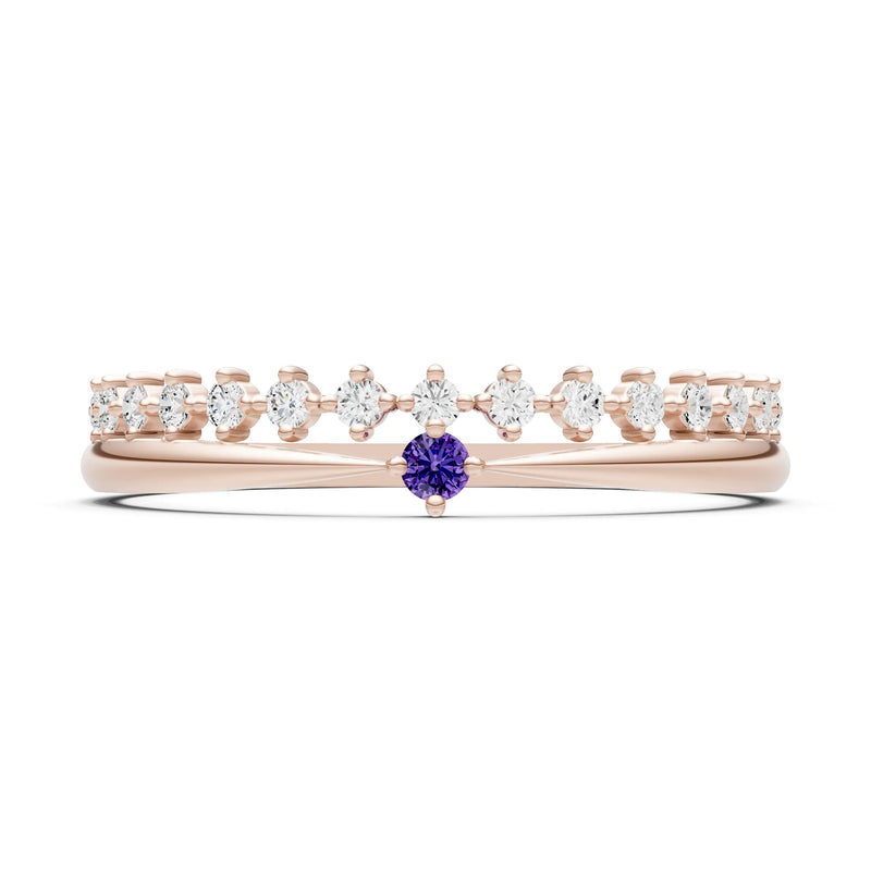 Dainty Tiara Peak Pavé Round Gemstone  Half Band