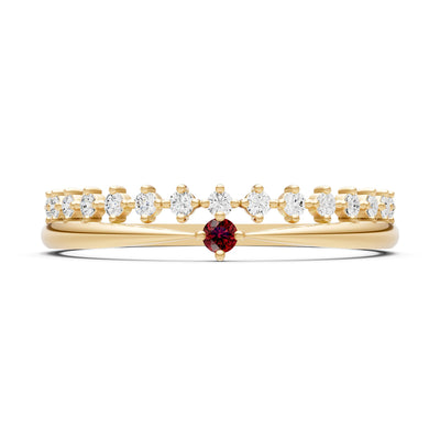 Dainty Tiara Peak Pavé Round Gemstone  Half Band