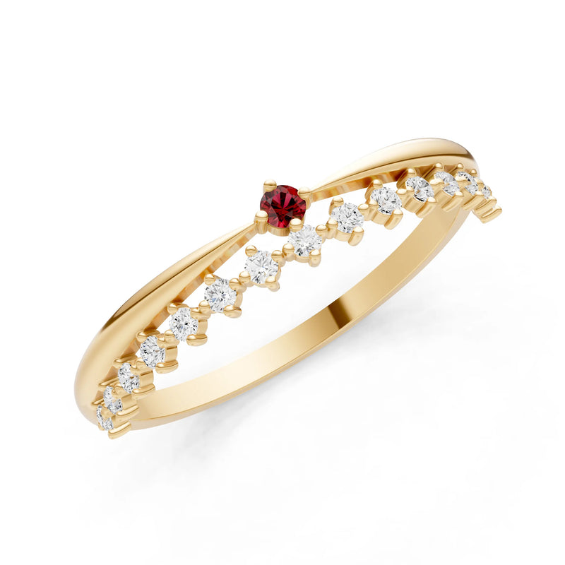 Dainty Tiara Peak Pavé Round Gemstone  Half Band