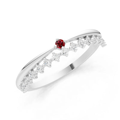 Dainty Tiara Peak Pavé Round Gemstone  Half Band