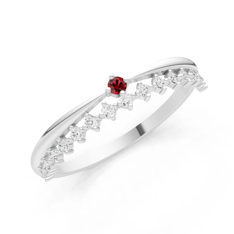 Dainty Tiara Peak Pavé Round Gemstone  Half Band
