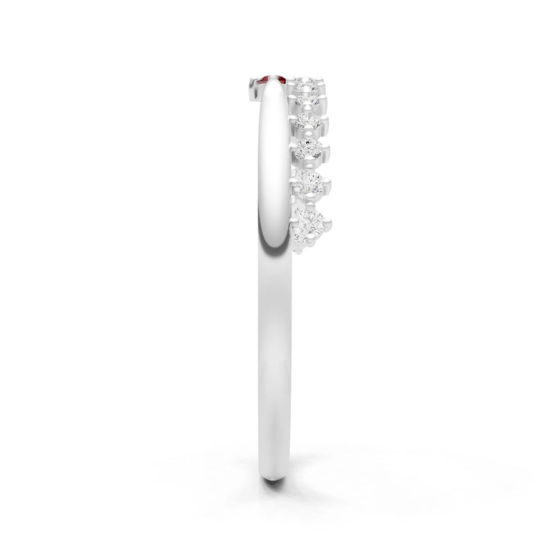 Garnet Dainty Tiara Peak Pavé Round Cut Half Band