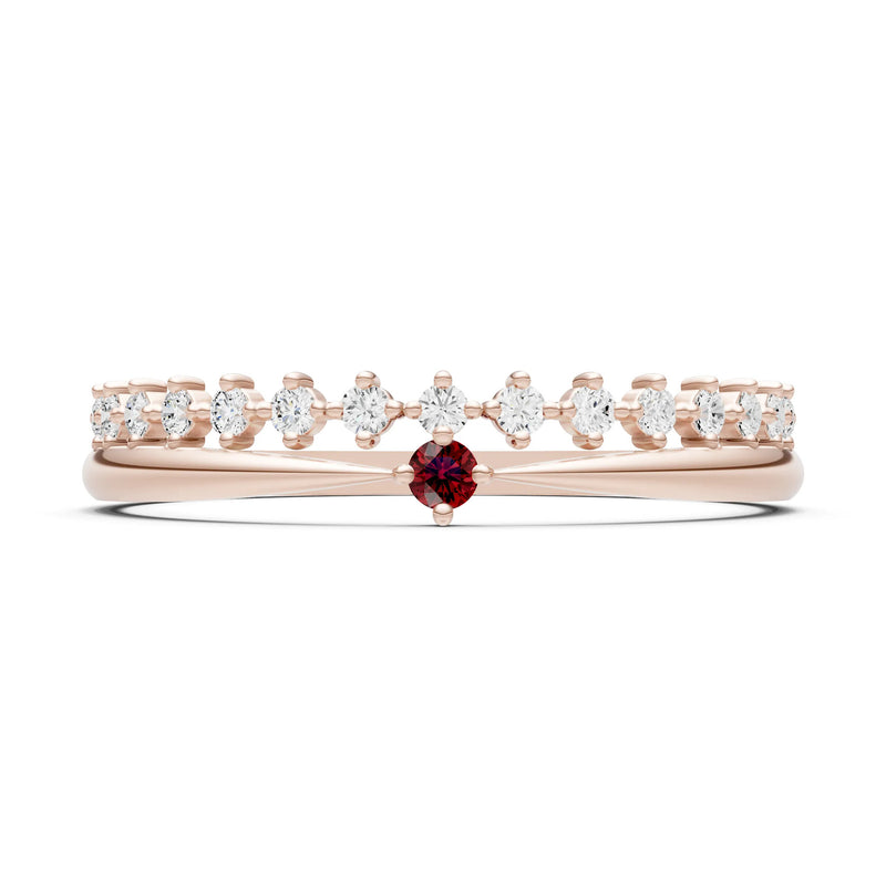 Dainty Tiara Peak Pavé Round Gemstone  Half Band