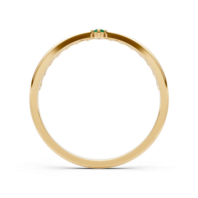 Dainty Tiara Peak Pavé Round Gemstone  Half Band