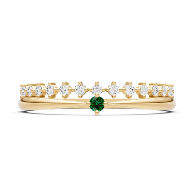 Dainty Tiara Peak Pavé Round Gemstone  Half Band