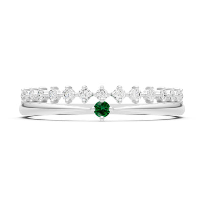 Dainty Tiara Peak Pavé Round Gemstone  Half Band