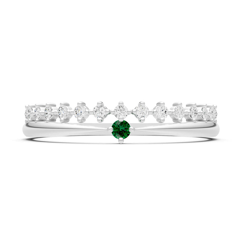 Dainty Tiara Peak Pavé Round Gemstone  Half Band