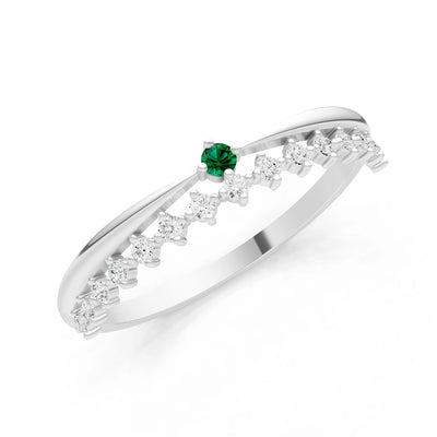 Dainty Tiara Peak Pavé Round Gemstone  Half Band