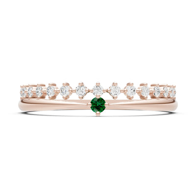 Dainty Tiara Peak Pavé Round Gemstone  Half Band