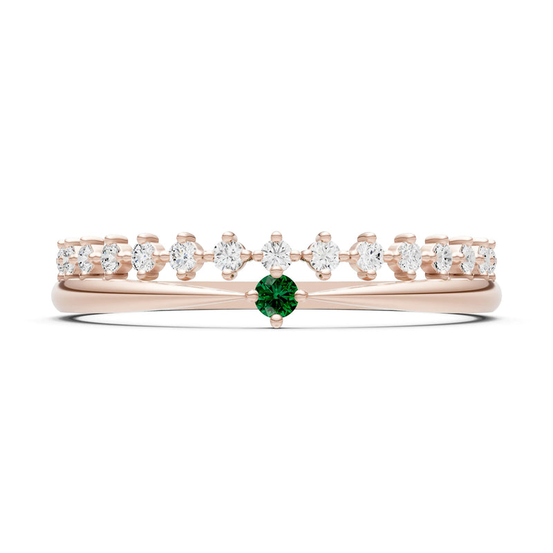 Dainty Tiara Peak Pavé Round Gemstone  Half Band