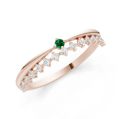 Dainty Tiara Peak Pavé Round Gemstone  Half Band