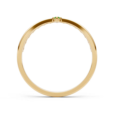 Dainty Tiara Peak Pavé Round Gemstone  Half Band