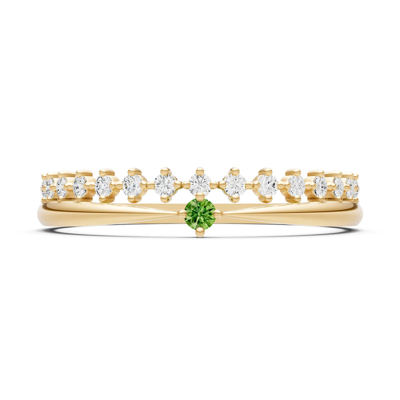 Dainty Tiara Peak Pavé Round Gemstone  Half Band