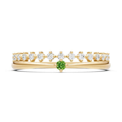Peridot Dainty Tiara Peak Pavé Round Cut Half Band
