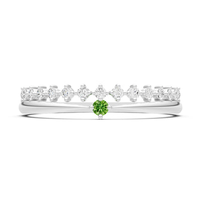 Dainty Tiara Peak Pavé Round Gemstone  Half Band