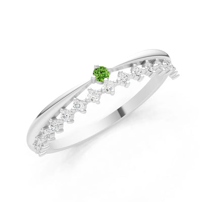 Dainty Tiara Peak Pavé Round Gemstone  Half Band