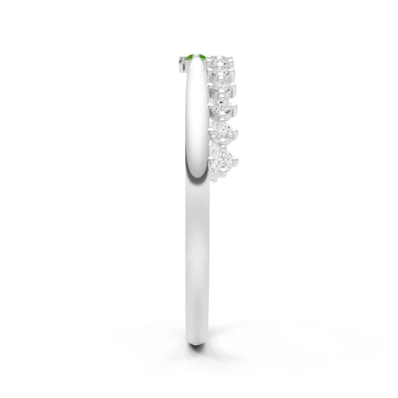 Peridot Dainty Tiara Peak Pavé Round Cut Half Band