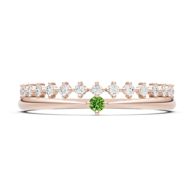 Dainty Tiara Peak Pavé Round Gemstone  Half Band